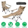 Outdoor Reclining Camping Lounge Chair 95-160 Adjustable Angle Carbon Steel Frame Heavy Duty Foldable Chair with Storage Bag for Patio Backyard Travel