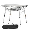 Folding Camping Table, Portable Roll Up Side Tables, Lightweight Aluminum Beach Table with Adjustable Height, Top Mesh Layer and Carry Bag