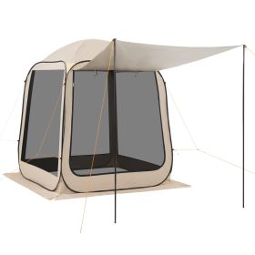 Screen House Tent, 6 x 6 ft, 4-6 Person Pop Up Screen Tent with Extended Awning, Portable Screened in Canopy with Carry Bag, Netting Sides, for Patio