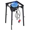 Single Burner Outdoor Propane Gas Stove, 100,000 BTU Propane LPG Gas Camping Stove, Heavy Duty Carbon Steel Outdoor Cooker