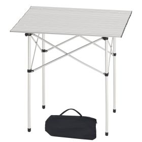 Folding Camping Table, Portable Roll Up Side Tables, Small Lightweight Aluminum Beach Table, Compact with Carry Bag, for Outdoor Cooking, Tailgating