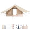 Inflatable Tents for Camping, 3-5 Person Easy Setup Blow up Tent with Hand Pump, 300D Oxford 4 Season Glamping Tent with Canopy, Stove Jack