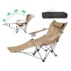 Outdoor Reclining Camping Lounge Chair 95-160 Adjustable Angle Carbon Steel Frame Heavy Duty Foldable Chair with Storage Bag for Patio Backyard Travel