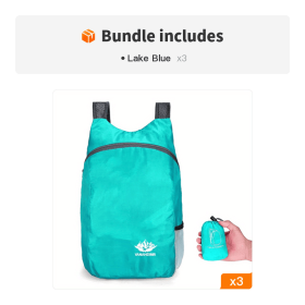 Eco-friendly Portable And Foldable Small Backpack; Short-Distance Travel Bag For Men And Women For American Football Spectators (Color: Lake Blue*3)