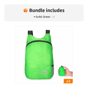 Eco-friendly Portable And Foldable Small Backpack; Short-Distance Travel Bag For Men And Women For American Football Spectators (Color: Solid Green*3)