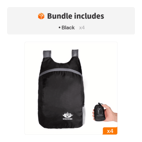 Eco-friendly Portable And Foldable Small Backpack; Short-Distance Travel Bag For Men And Women For American Football Spectators (Color: Black*4)