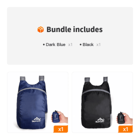 Eco-friendly Portable And Foldable Small Backpack; Short-Distance Travel Bag For Men And Women For American Football Spectators (Color: Dark Blue+Black)