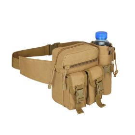 Camouflage Attachable Waist Pouch With Water Bottle Holder For Outdoor Traveling Camping Hunting Cycling (Color: Khaki)