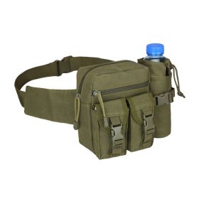 Camouflage Attachable Waist Pouch With Water Bottle Holder For Outdoor Traveling Camping Hunting Cycling (Color: Army Green)