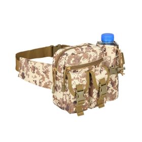 Camouflage Attachable Waist Pouch With Water Bottle Holder For Outdoor Traveling Camping Hunting Cycling (Color: Desert Digital)
