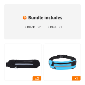 Unisex Sports Waist Belt (Color: Black*2+Blue)