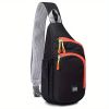 Waterproof Nylon Shoulder Pack; Trendy Zipper Sling Bag With Water Bottle Holder