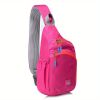 Waterproof Nylon Shoulder Pack; Trendy Zipper Sling Bag With Water Bottle Holder