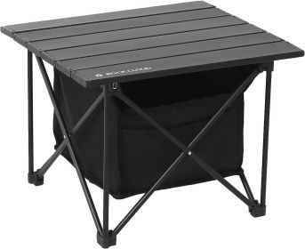 Portable Camping Table Ultralight Aluminum Camp Table Folding Compact Beach Table for Camping Hiking Backpacking Outdoor Picnic(Reinforced Frame-Small (size: Black, Reinforced Stand With Storage  Small)