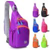 Waterproof Nylon Shoulder Pack; Trendy Zipper Sling Bag With Water Bottle Holder